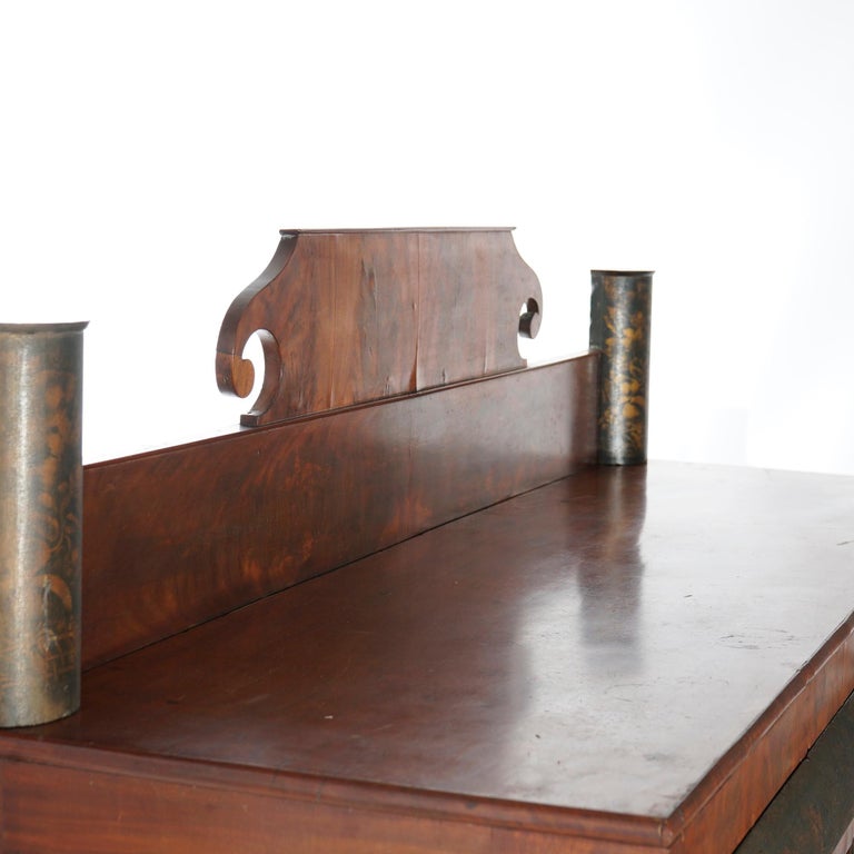 Antique American Empire Neoclassical Ebonized and Stenciled Sideboard