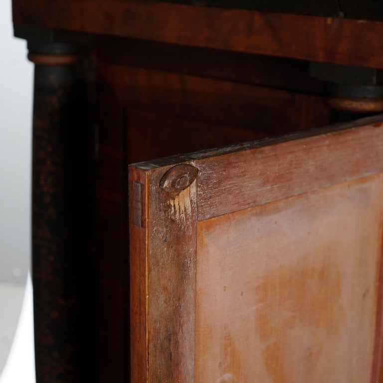 Antique American Empire Neoclassical Ebonized and Stenciled Sideboard