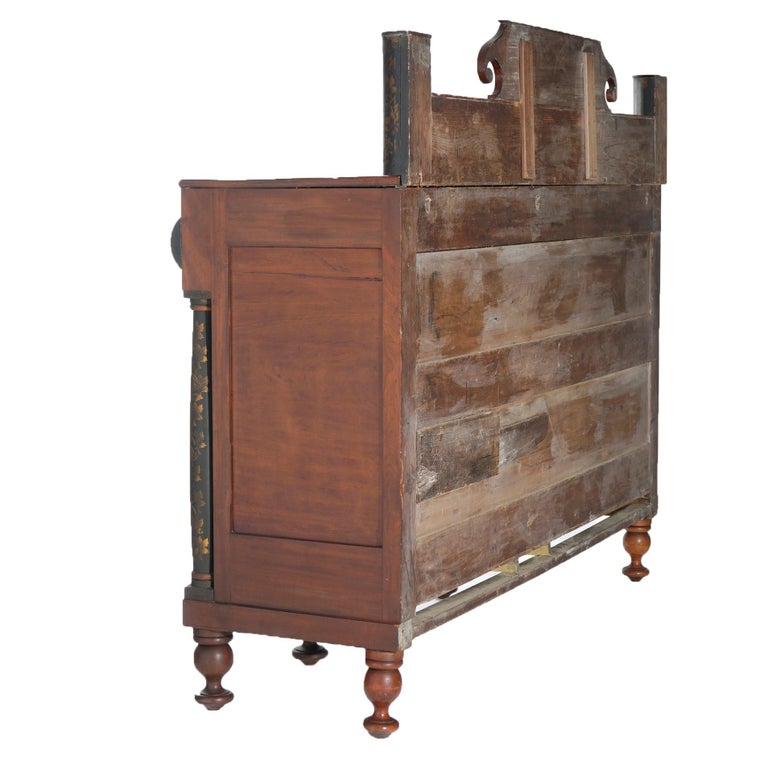 Antique American Empire Neoclassical Ebonized and Stenciled Sideboard