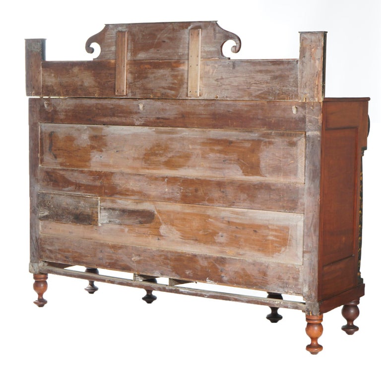 Antique American Empire Neoclassical Ebonized and Stenciled Sideboard