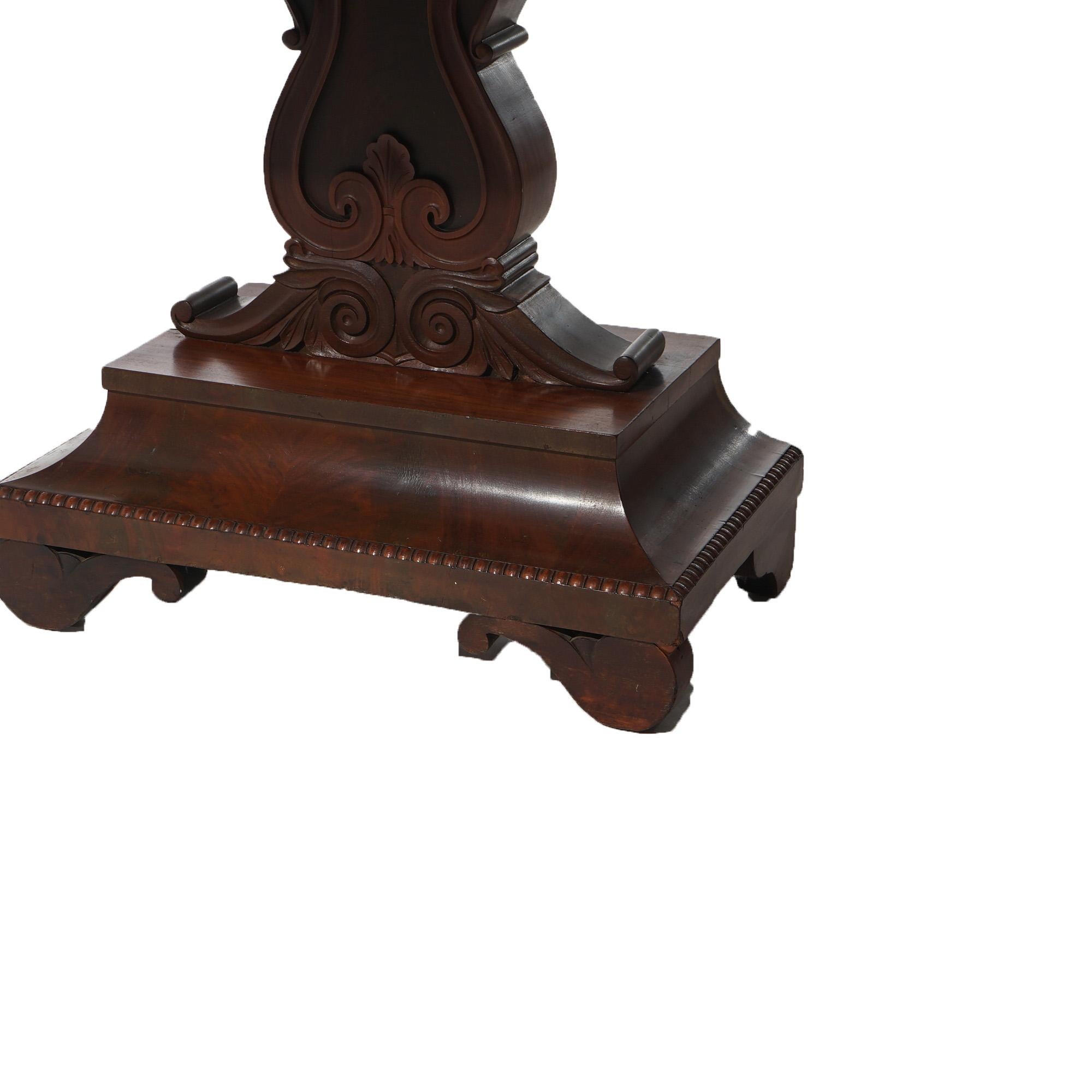 Antique American Empire Neoclassical Greco Flame Mahogany Card Table C1840 For Sale 7
