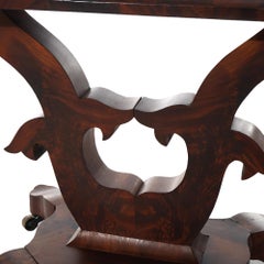 Antique American Empire Neoclassical Greco Flame Mahogany Card Table C1840
