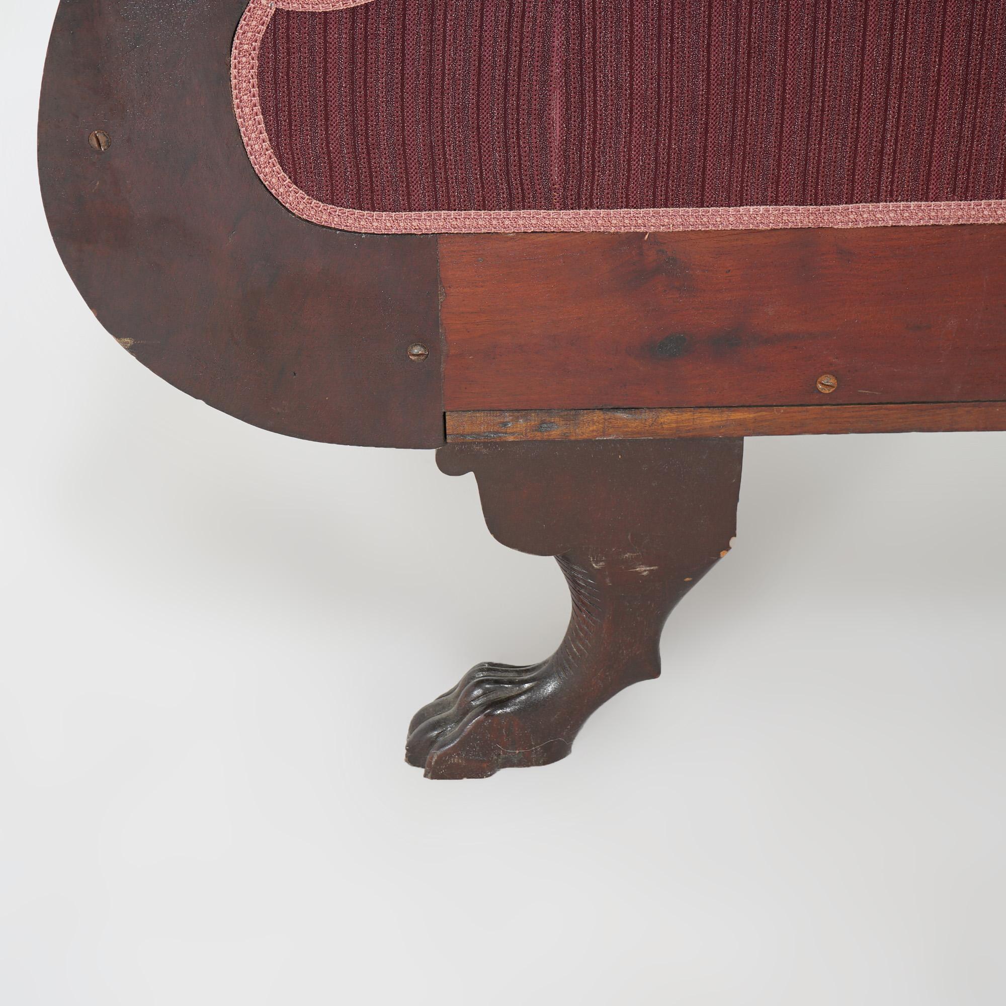 Antique American Empire Neoclassical Greco Flame Mahogany Sofa c1840 12
