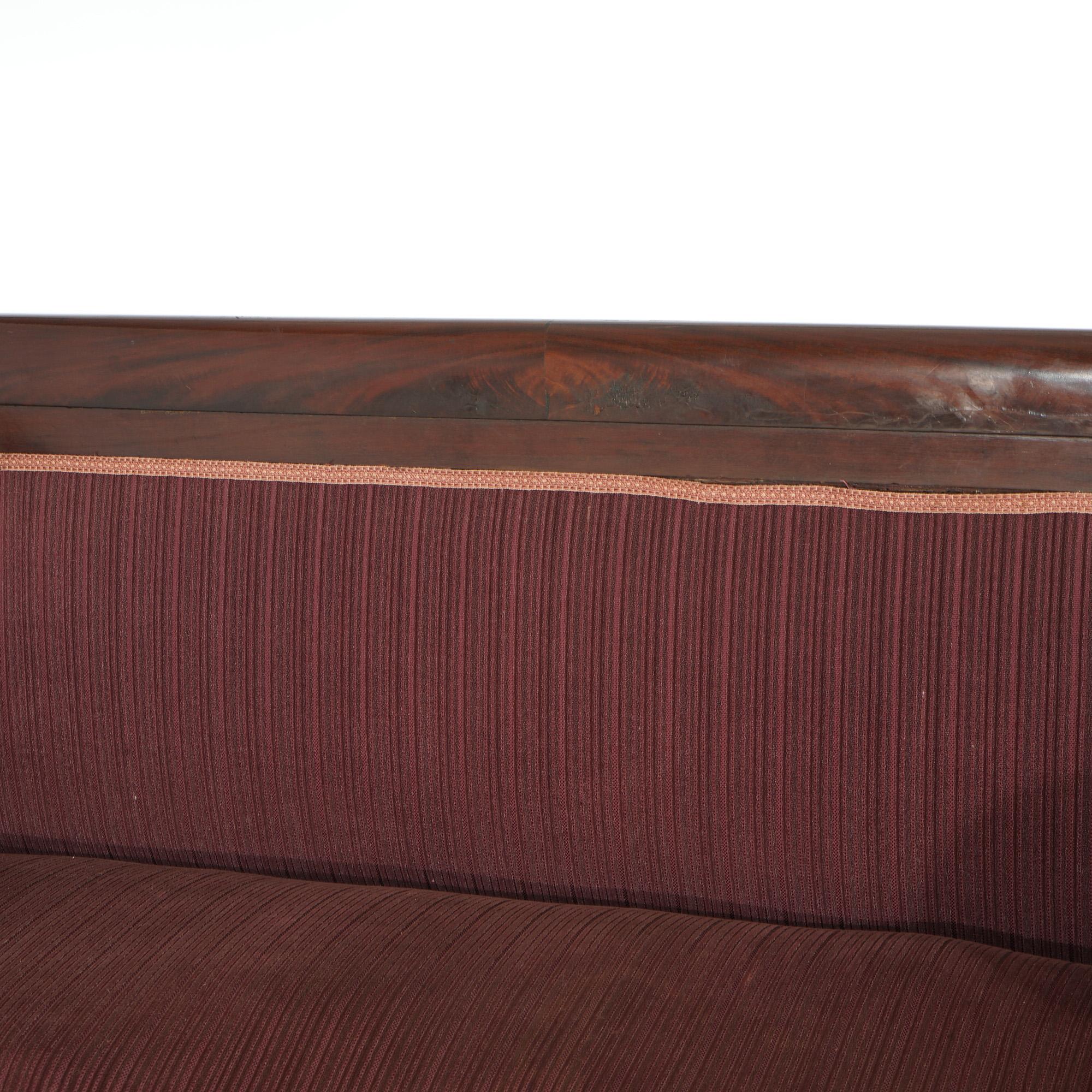 Antique American Empire Neoclassical Greco Flame Mahogany Sofa c1840 1