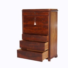 Antique American Empire Neoclassical Mahogany Drop Front Abattant Desk C1840