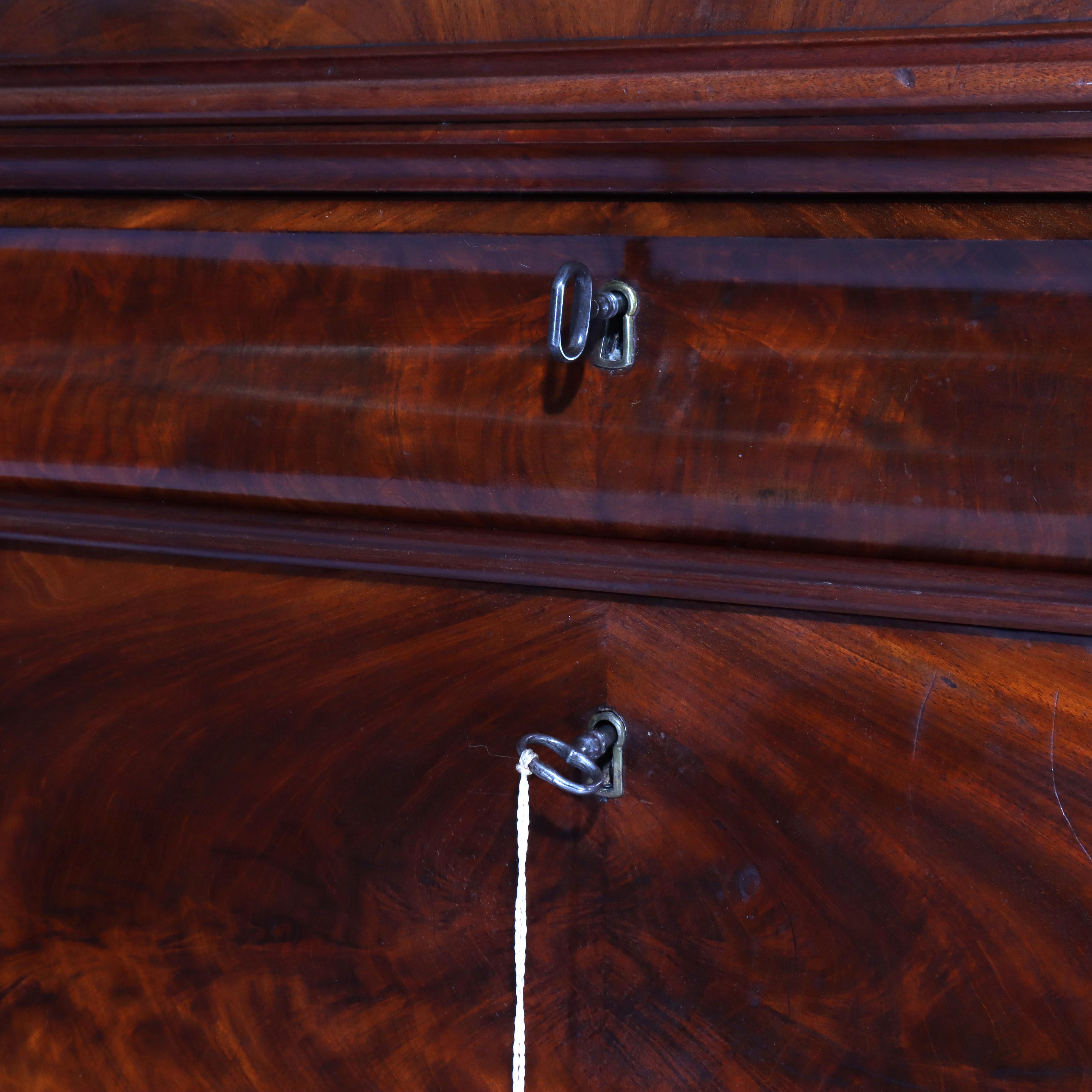 Ancien bureau Empire néoclassique en acajou à abattant C1840 Bon état - En vente à Big Flats, NY