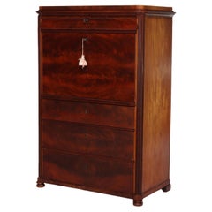 Ancien bureau Empire néoclassique en acajou à abattant C1840
