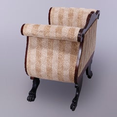 Antique American Empire Neoclassical Style Mahogany Claw Foot Chair, 20th C