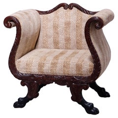 Antique American Empire Neoclassical Style Mahogany Claw Foot Chair, 20th C