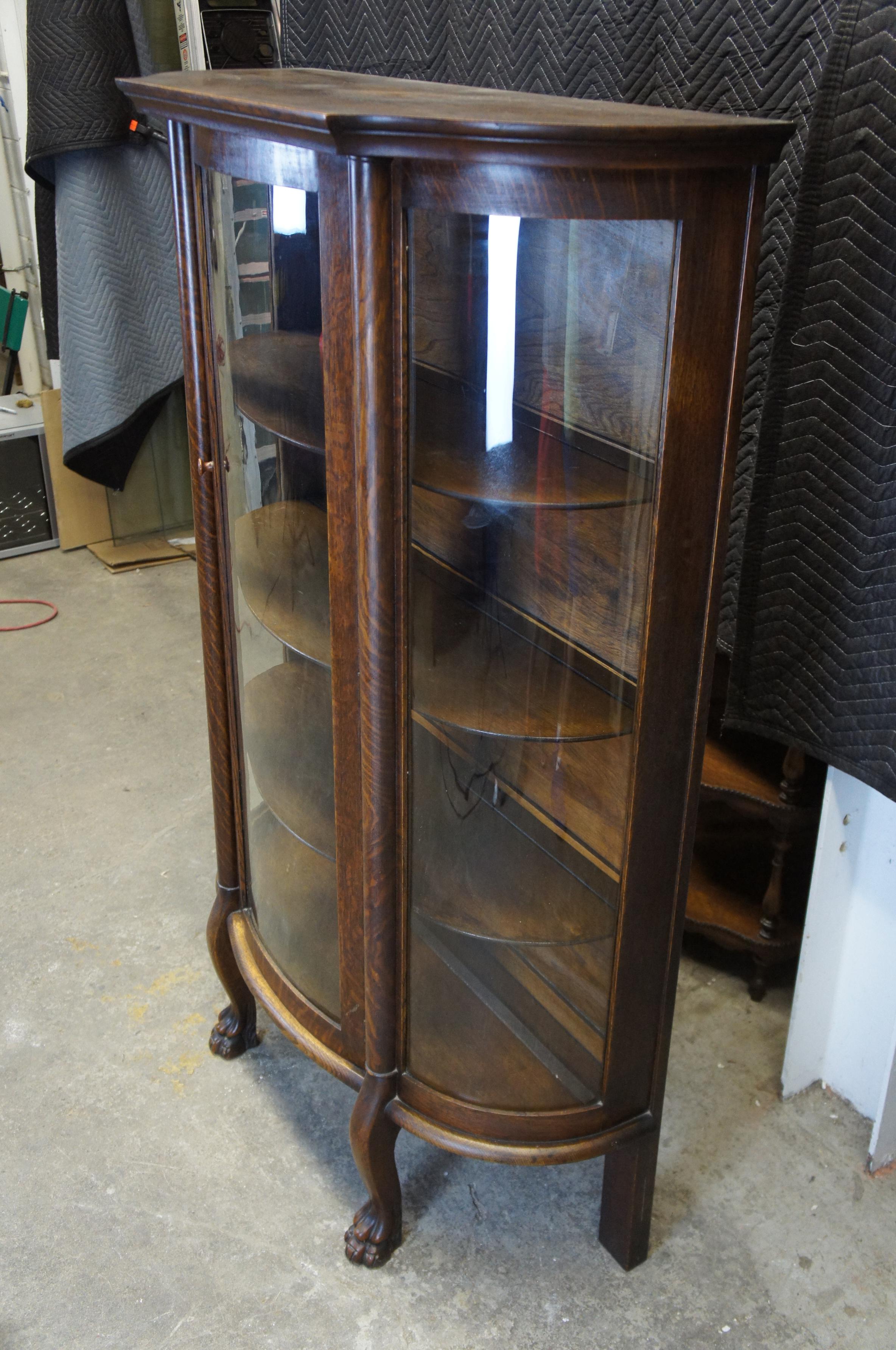 value of antique curved glass china cabinet