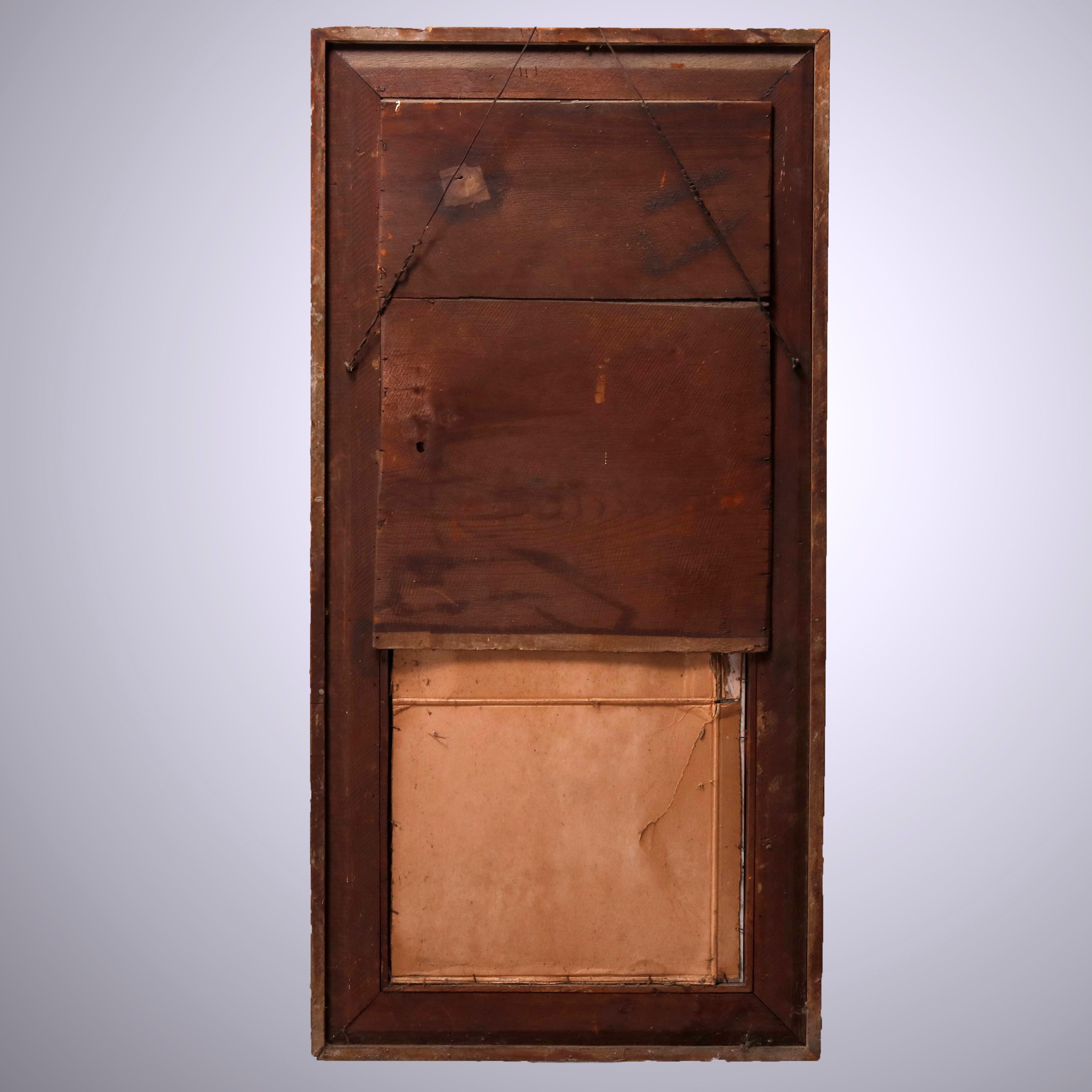 Antique American Empire Parcel-Gilt Flame Mahogany Ogee Trumeau Mirror 3