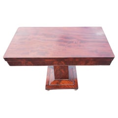 Antique American Empire Pedestal Console, Card / Games Table in Flame Mahogany