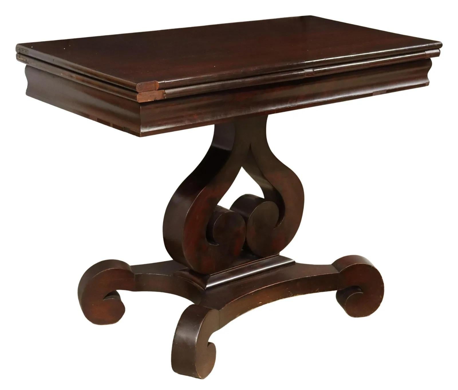 19th Century Antique American Empire Period Mahogany Games Table For Sale