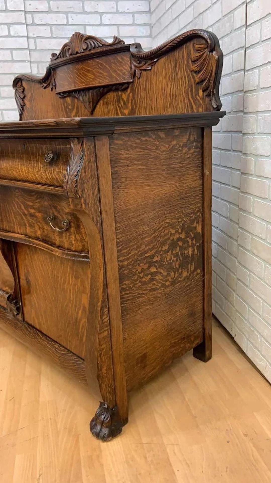 Mahogany Antique American Empire Quarter Sawn Oak Buffet / Sideboard or Bar Cabinet