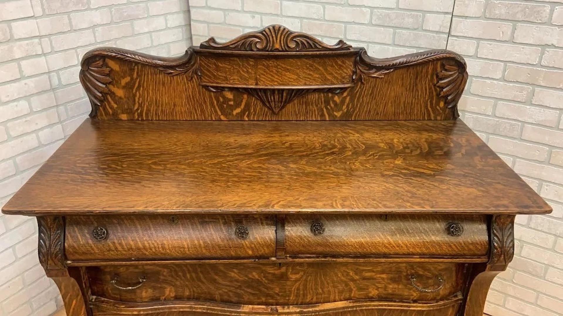Antique American Empire Quarter Sawn Oak Buffet / Sideboard or Bar Cabinet 2
