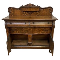 Antique American Empire Quarter Sawn Oak Buffet / Sideboard or Bar Cabinet