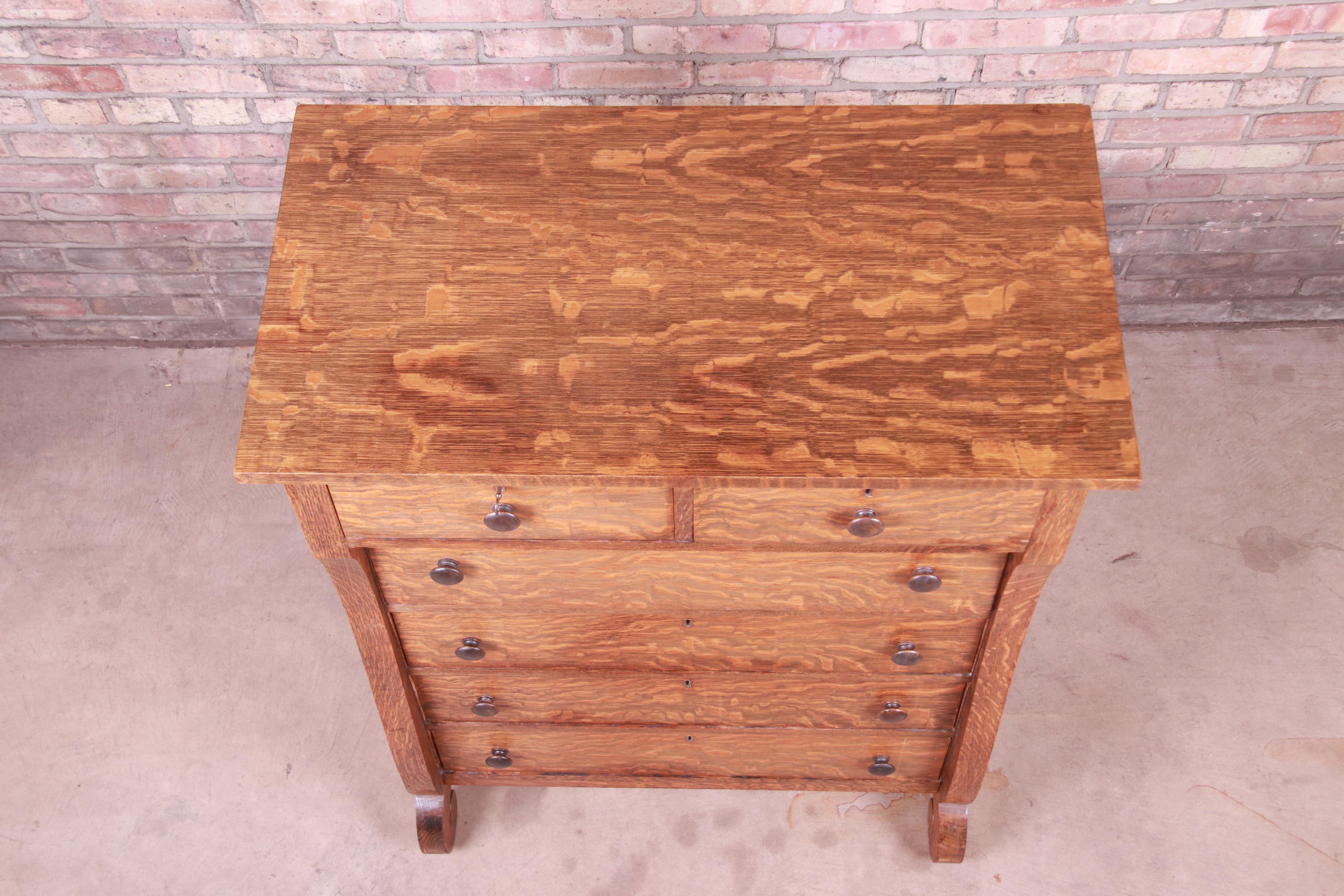 Antique American Empire Quarter Sawn Oak Highboy Dresser, circa 1900 4