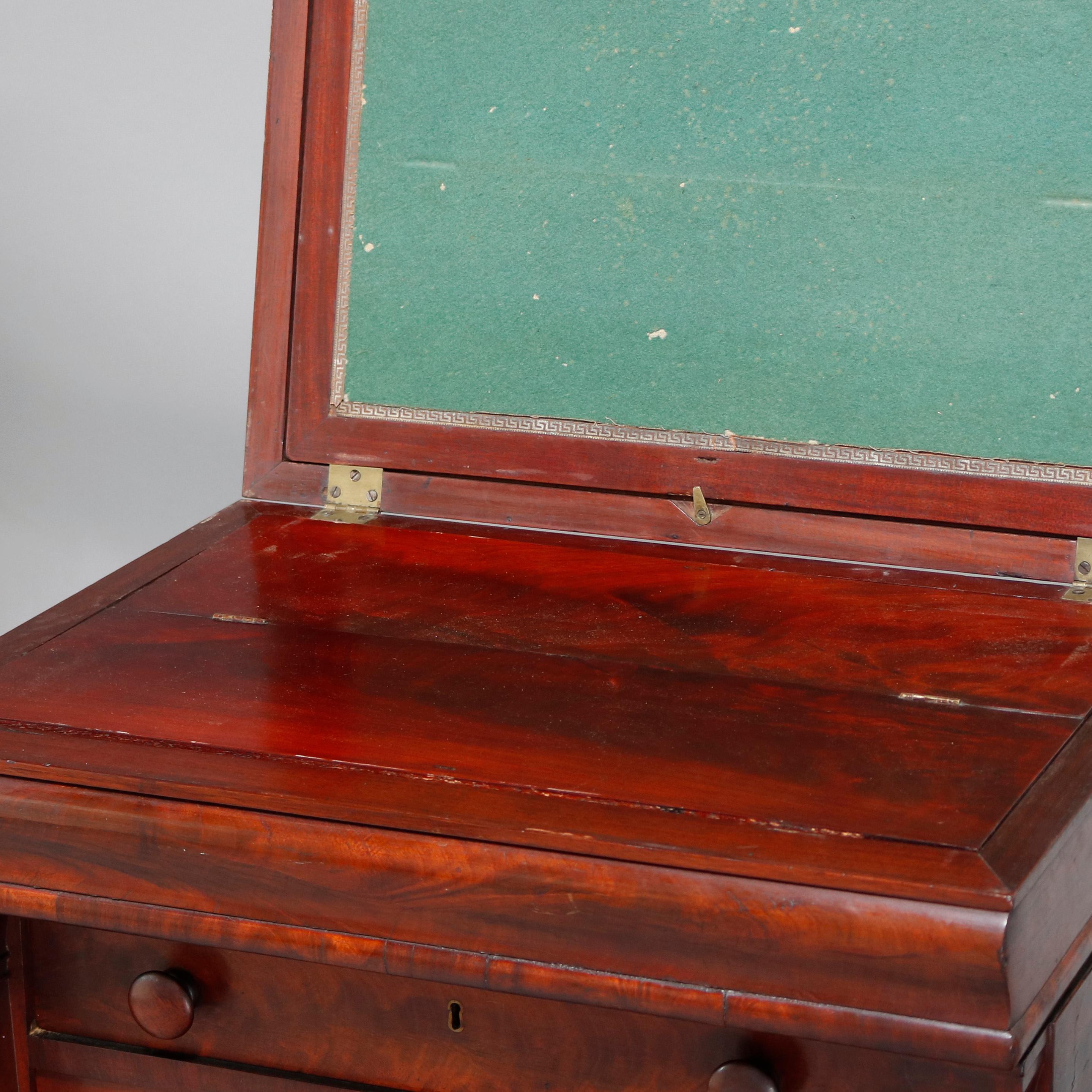 Antique American Empire Quervelle School Flame Mahogany Artist Work Desk In Good Condition In Big Flats, NY