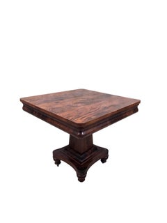 Antique American Empire Revival Figured Walnut Pedestal Game Table