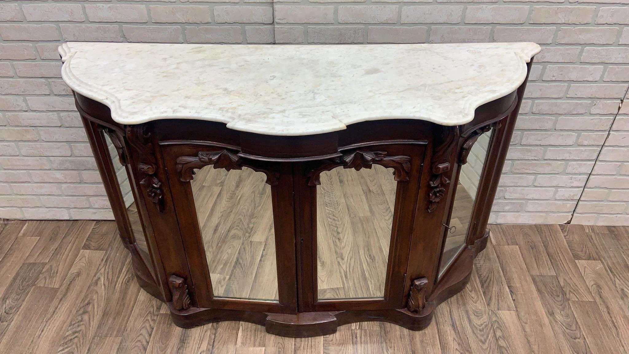 Antico mobile credenza Impero americano in palissandro e marmo in vendita 3