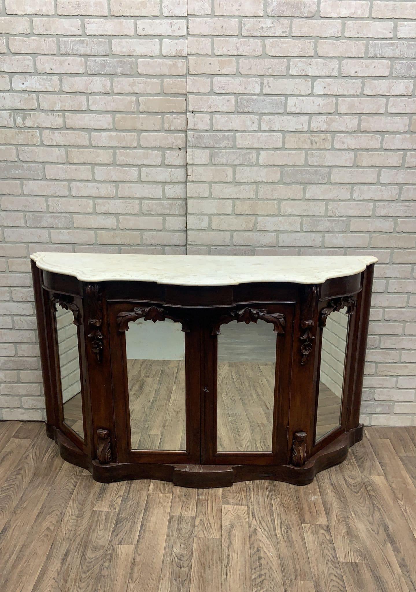 Antico mobile credenza Impero americano in palissandro e marmo In condizioni buone in vendita a Chicago, IL