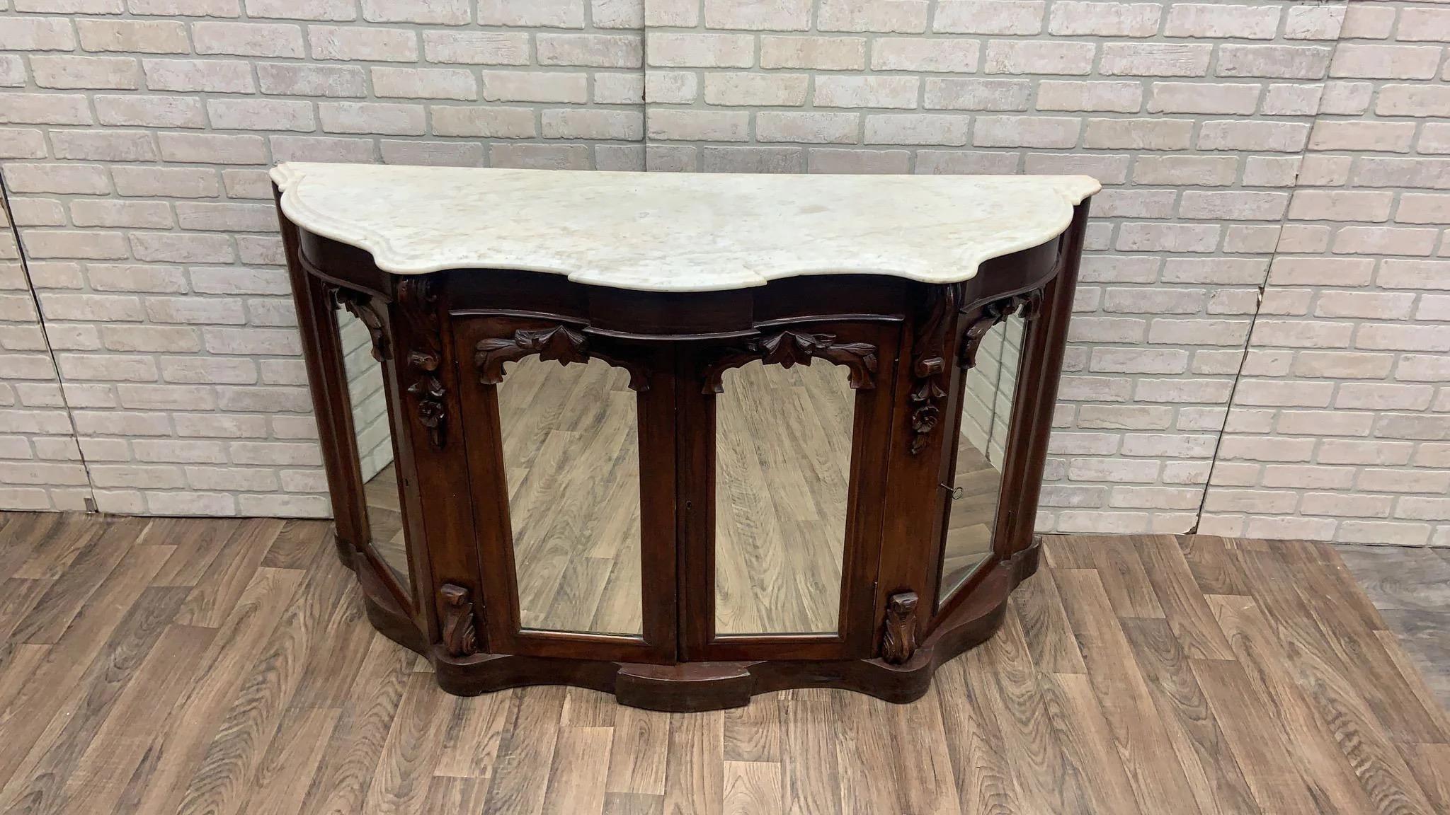 Antico mobile credenza Impero americano in palissandro e marmo in vendita 2