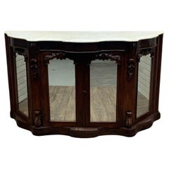 Antique American Empire Rosewood and Marble Top Sideboard Cabinet