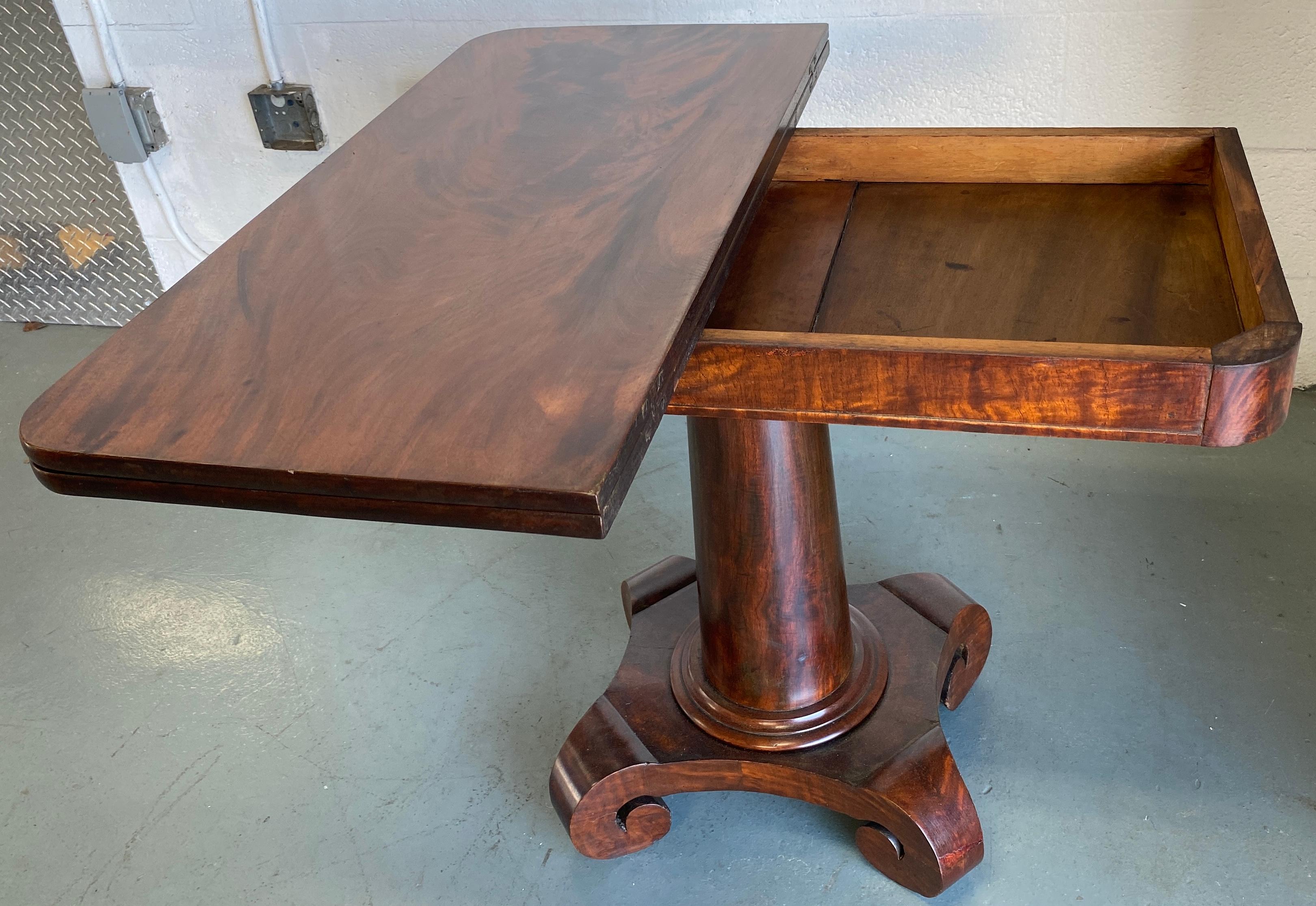 Antique American Empire Style Cuban Mahogany Game Table For Sale 5
