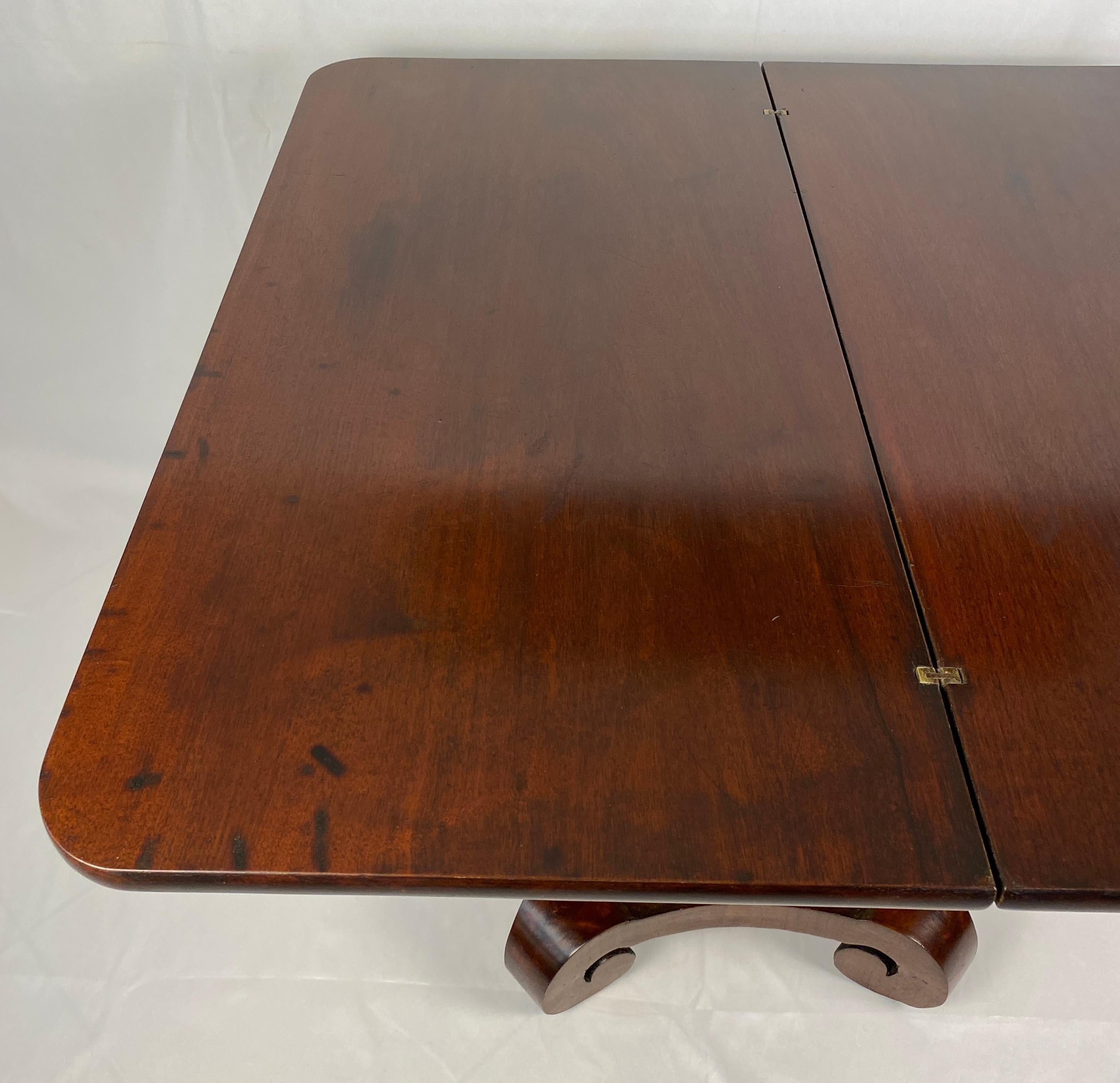 Varnished Antique American Empire Style Cuban Mahogany Game Table For Sale