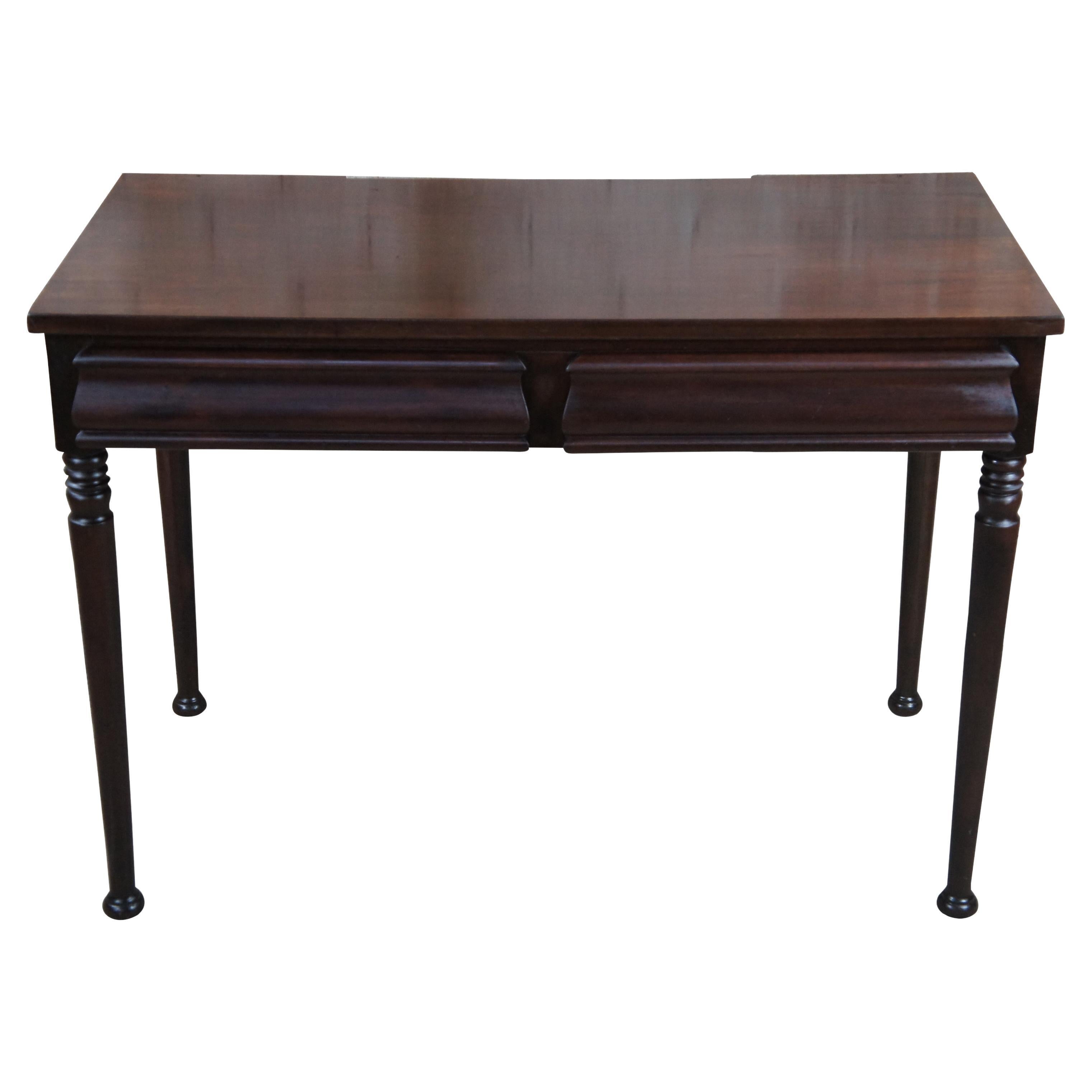 Antique American Empire Style Mahogany Library Writing Table Office Desk Vanity For Sale