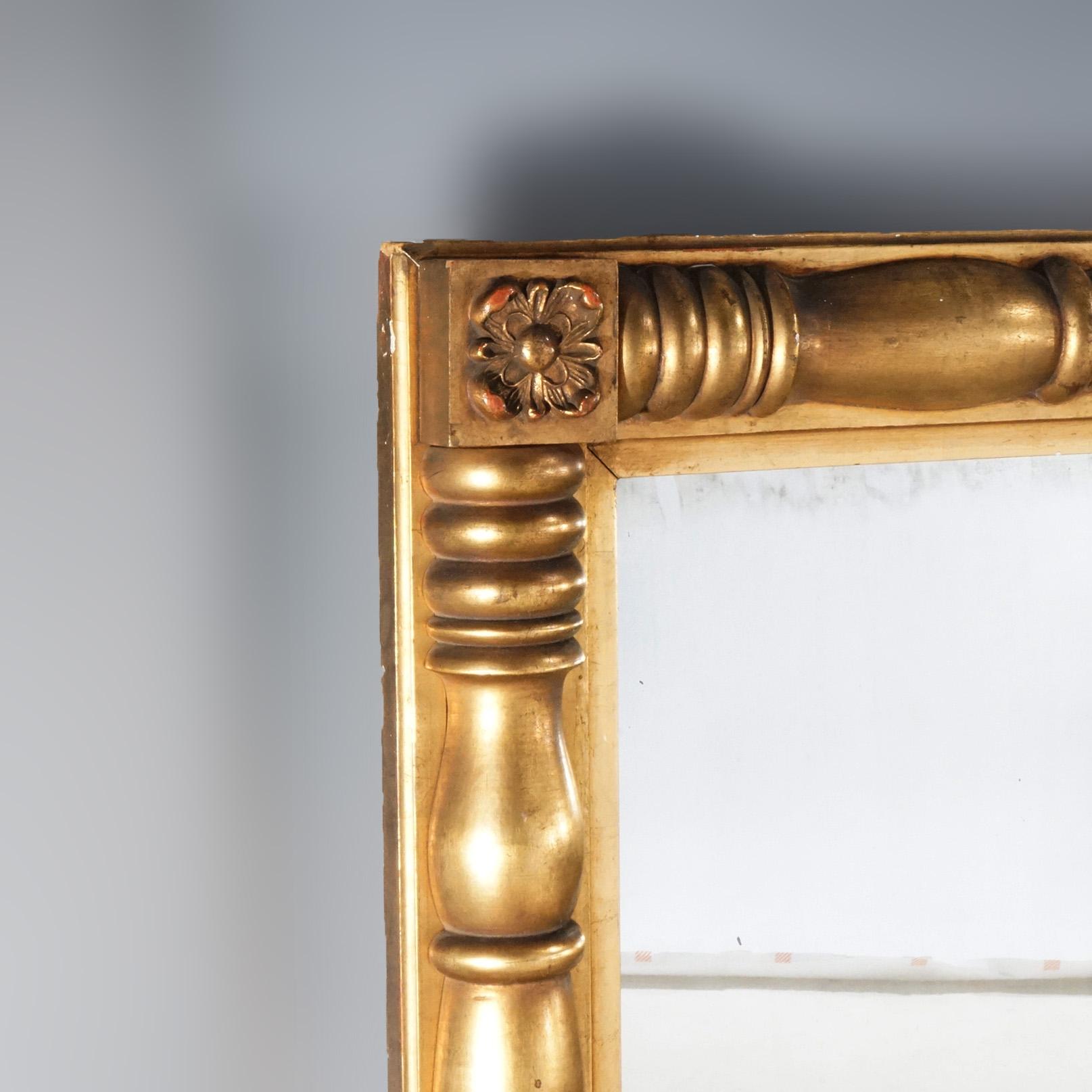 Antique American Empire Three Part Giltwood Wall Mirror, circa 1840 7