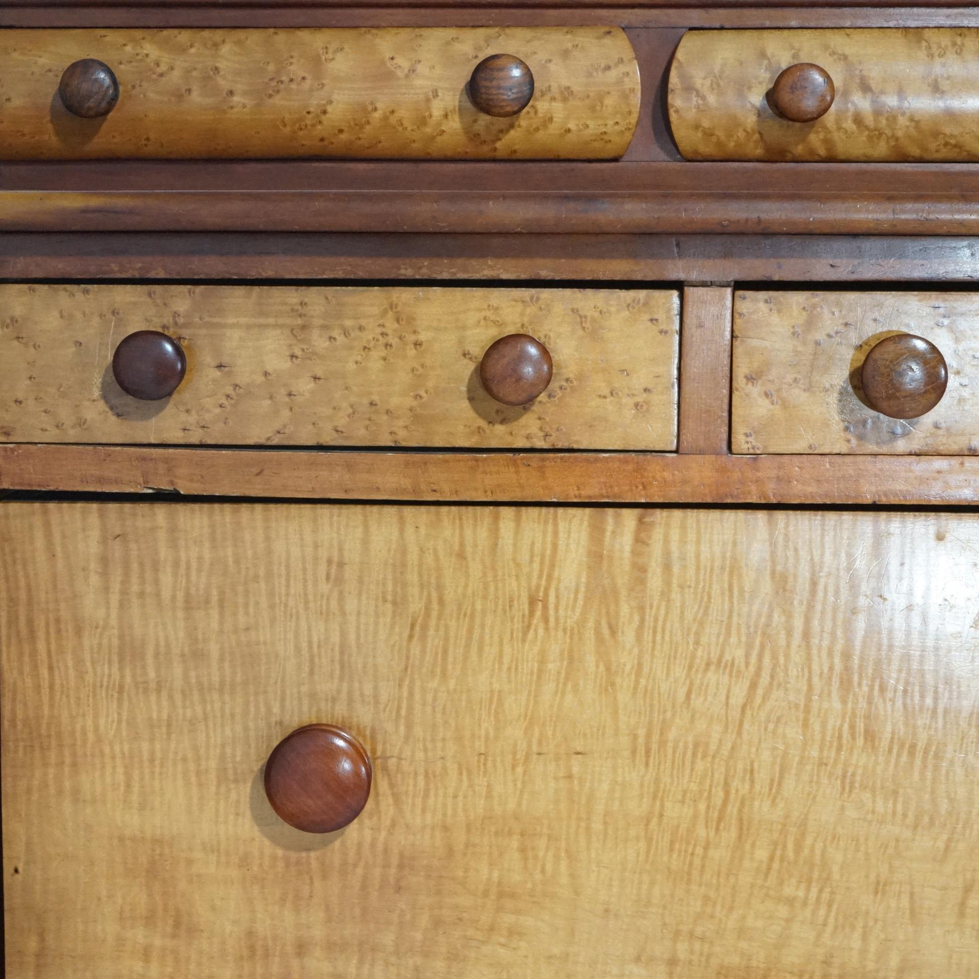 Antique American Empire Tiger Maple & Cherry Chest of Drawers, circa 1840 6