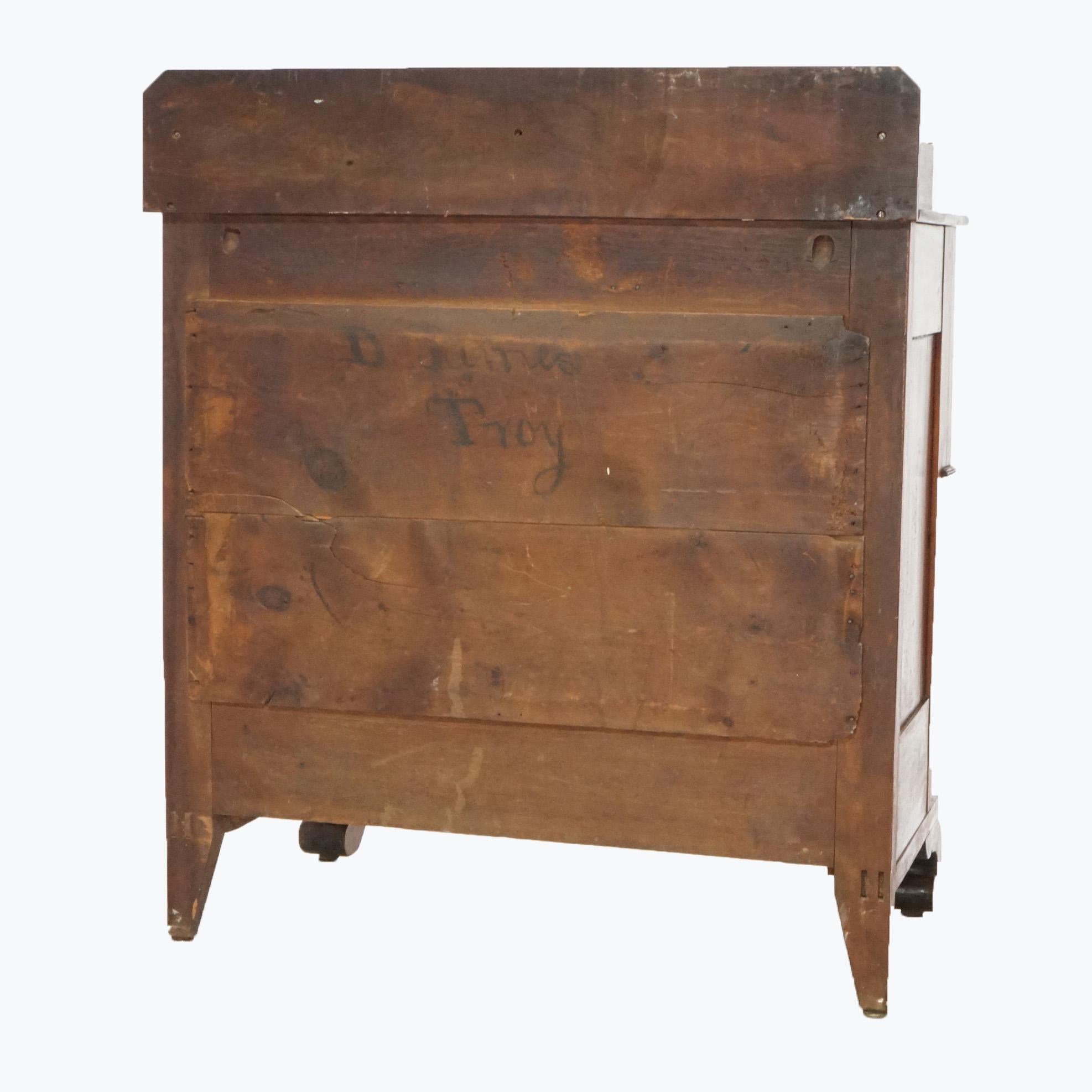 Antique American Empire Tiger Maple & Cherry Chest of Drawers, circa 1840 11