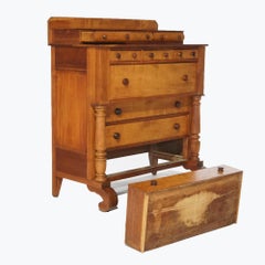 Antique American Empire Tiger Maple & Cherry Chest of Drawers, circa 1840