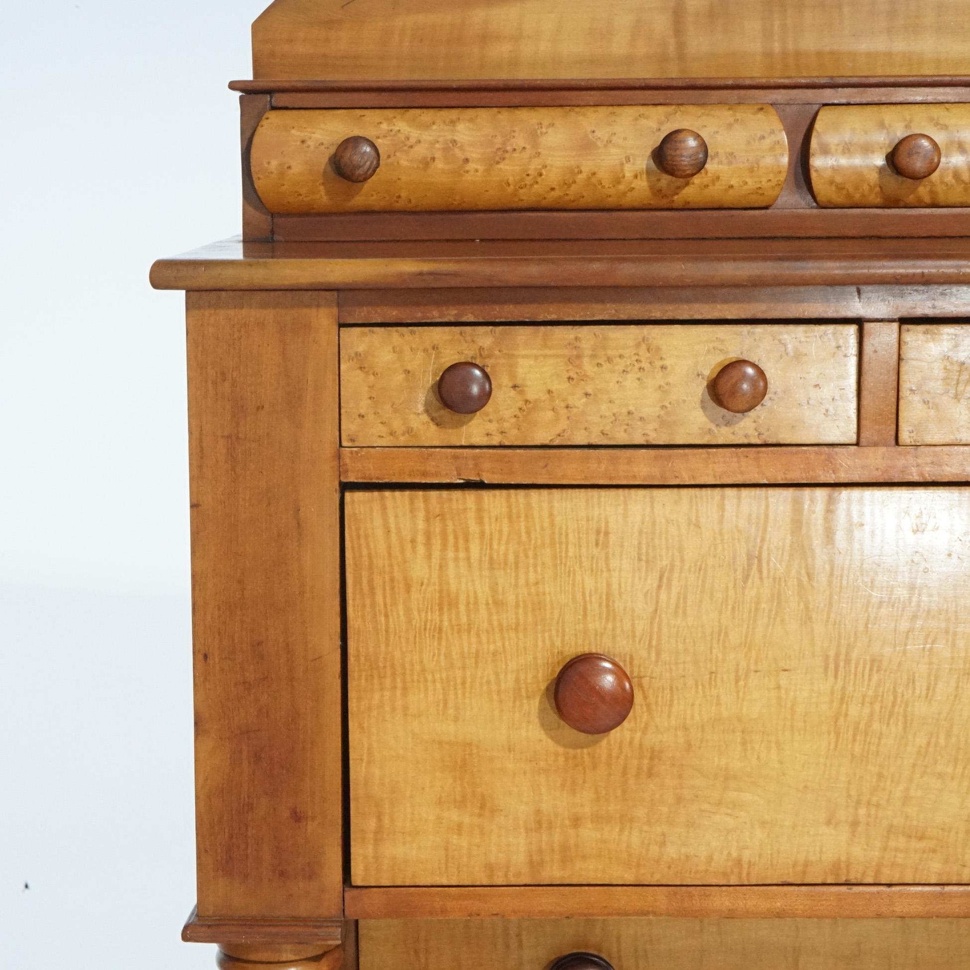 Antique American Empire Tiger Maple & Cherry Chest of Drawers, circa 1840 3