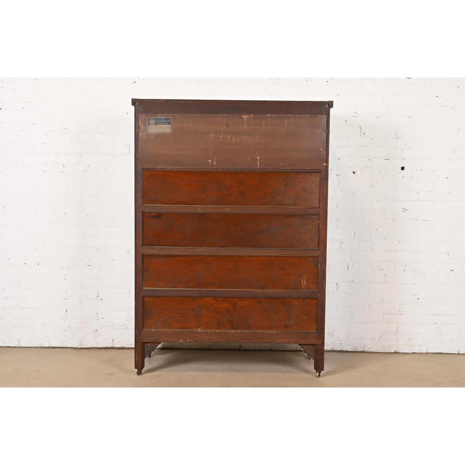 Antica libreria americana Empire Tiger Oak di Rockford Furniture, 1900 4
