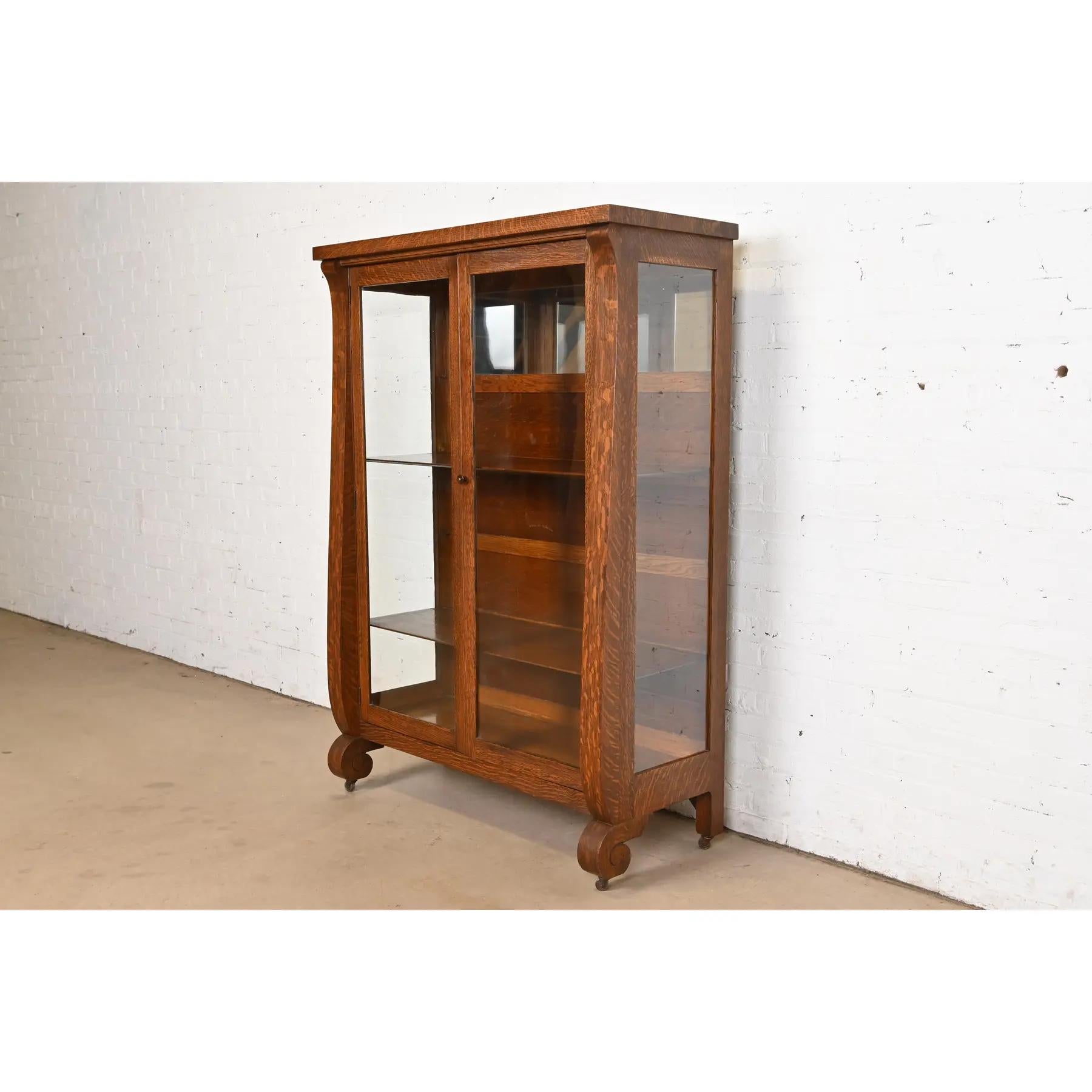 Americano Antica libreria americana Empire Tiger Oak di Rockford Furniture, 1900