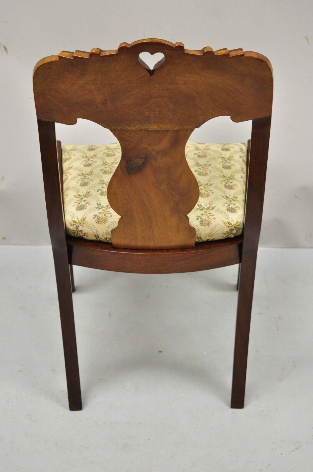 Antique American Empire Victorian Crotch Mahogany Carved Accent Side Chair For Sale 5