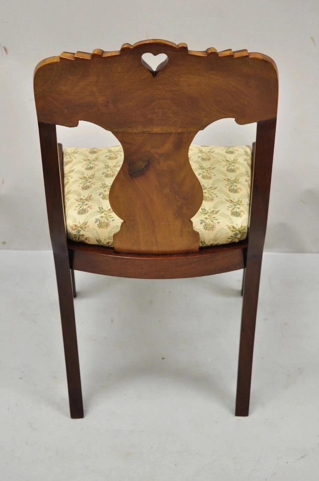 Antique American Empire Victorian Crotch Mahogany Carved Accent Side Chair For Sale 4