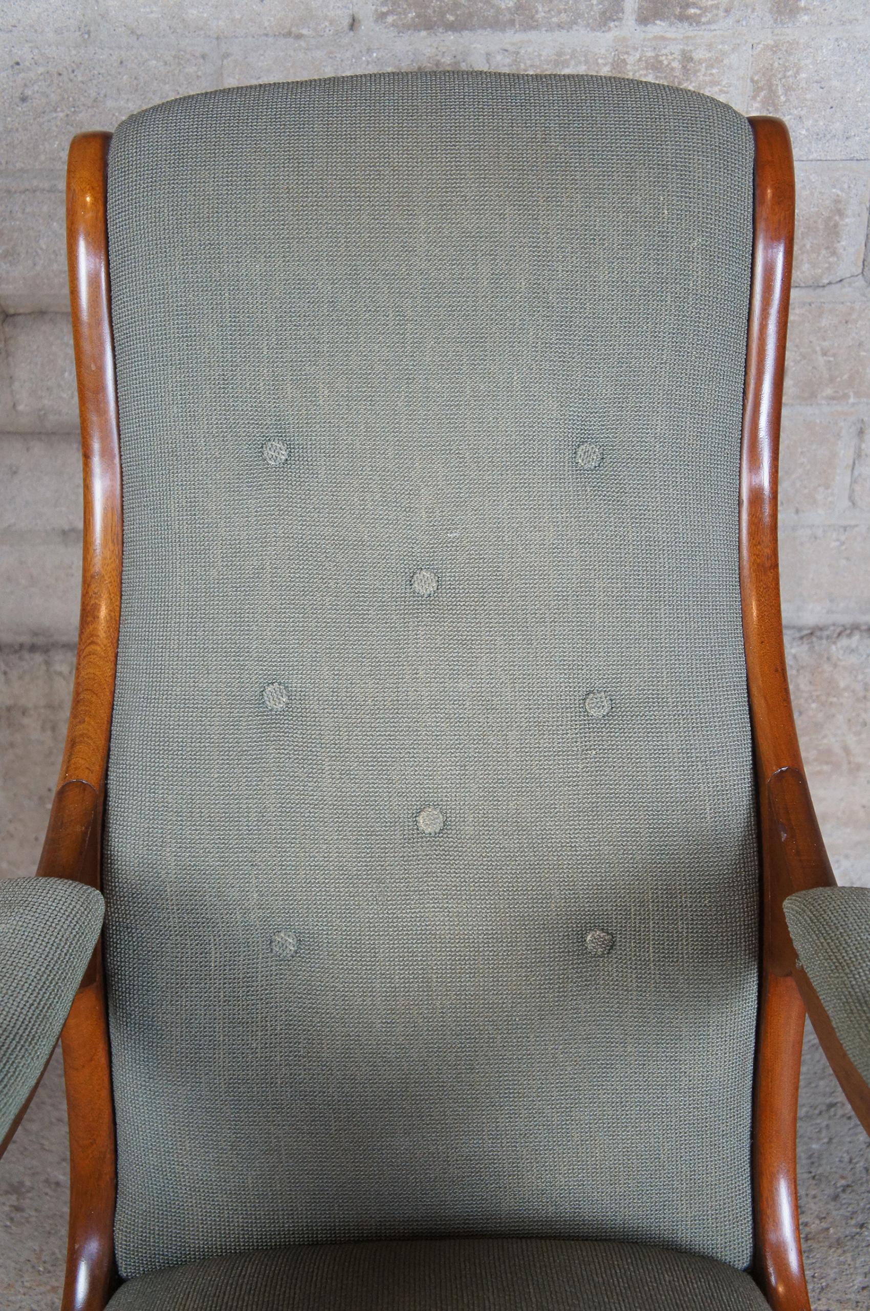 19th Century Antique American Empire Victorian Mahogany Needlepoint Rocker Rocking Arm Chair 