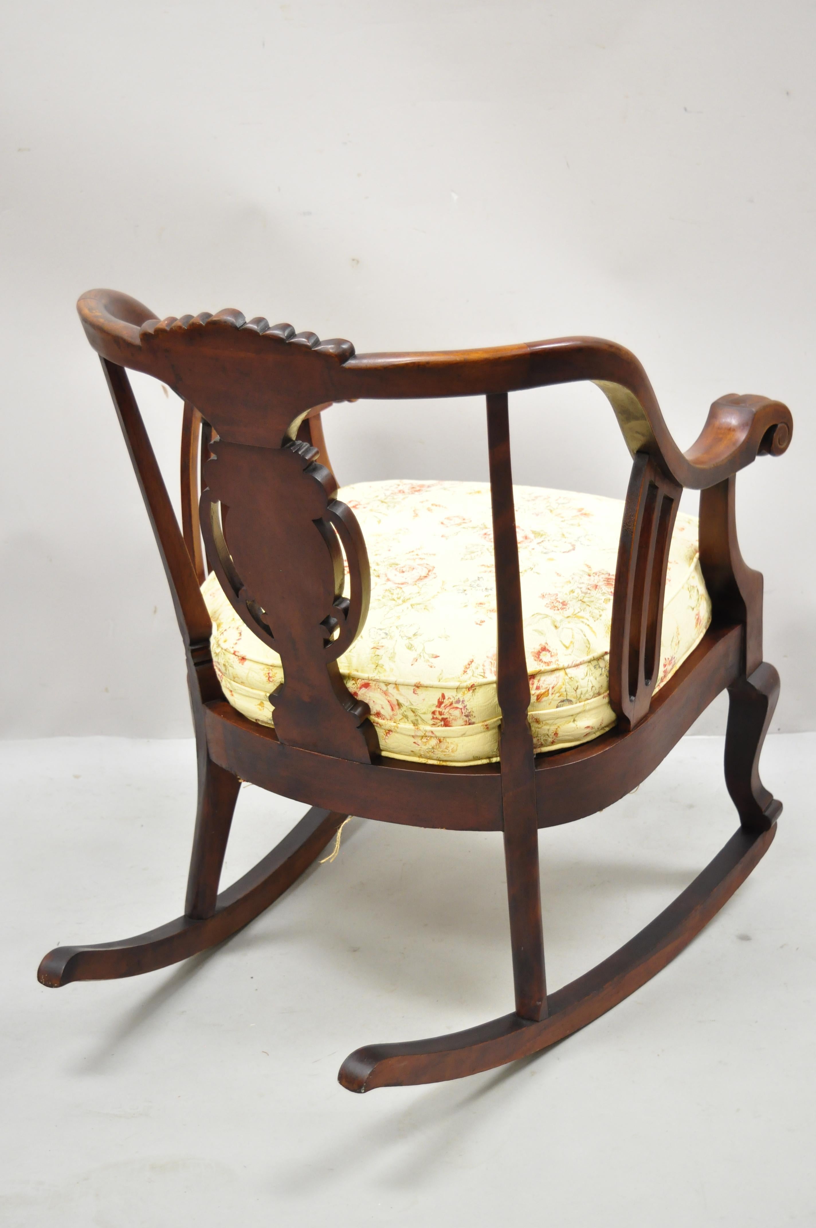 Antique American Empire Victorian Solid Mahogany Rocker Rocking Chair 2