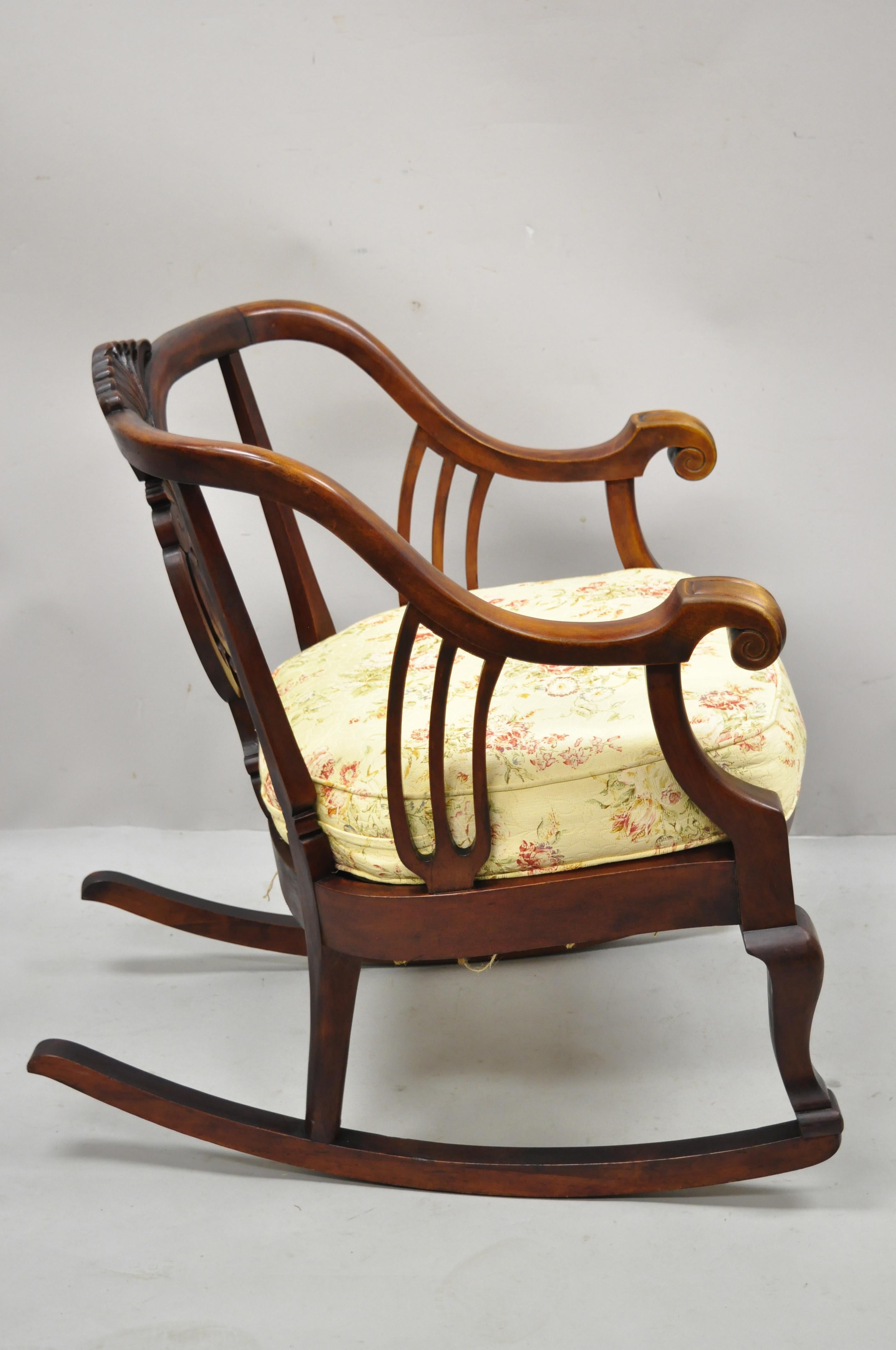 Antique American Empire Victorian Solid Mahogany Rocker Rocking Chair 3