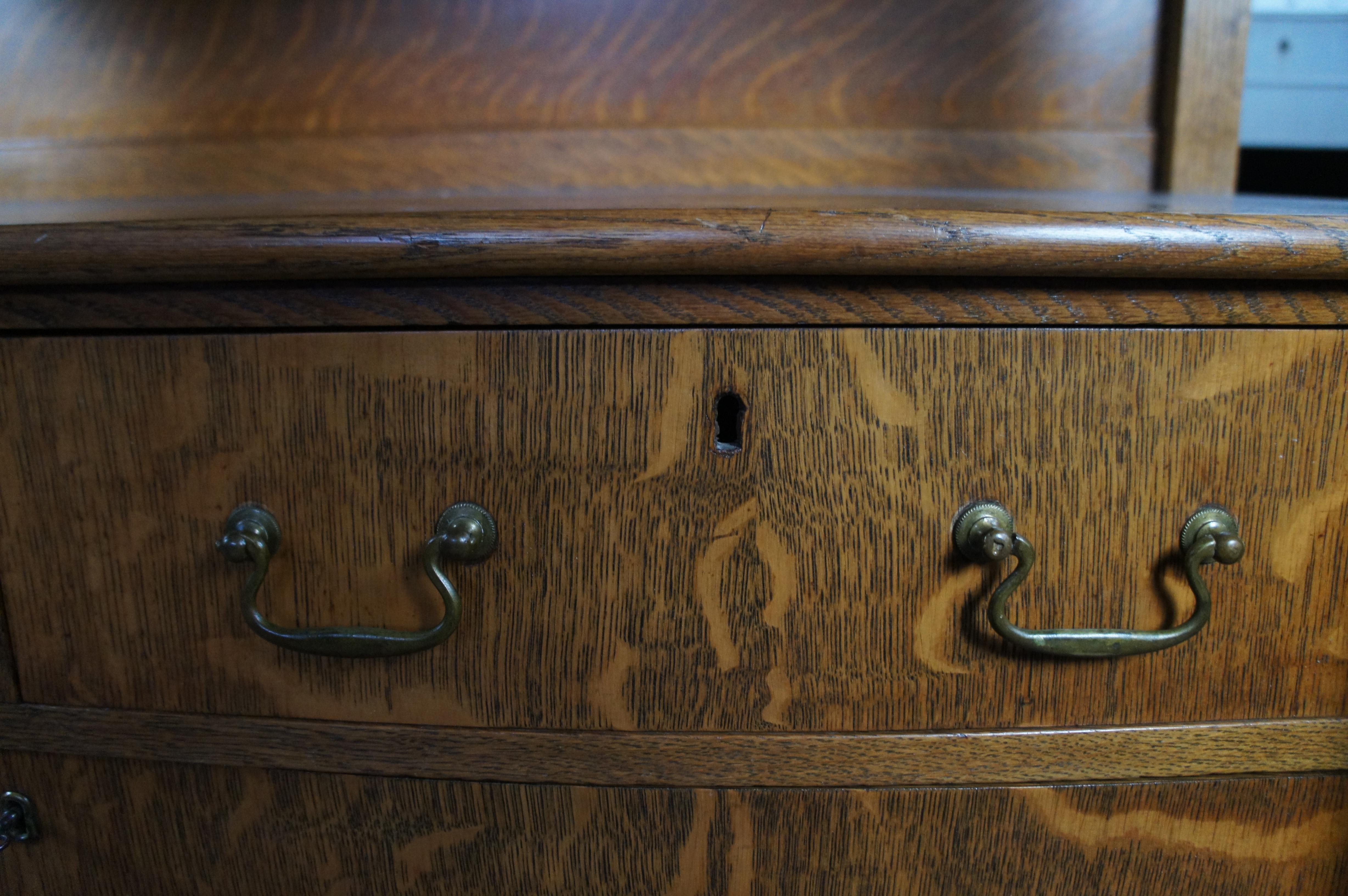 Antico Buffet Server Figurato in Oak Oak, stile Impero Vittoriano, credenza 48