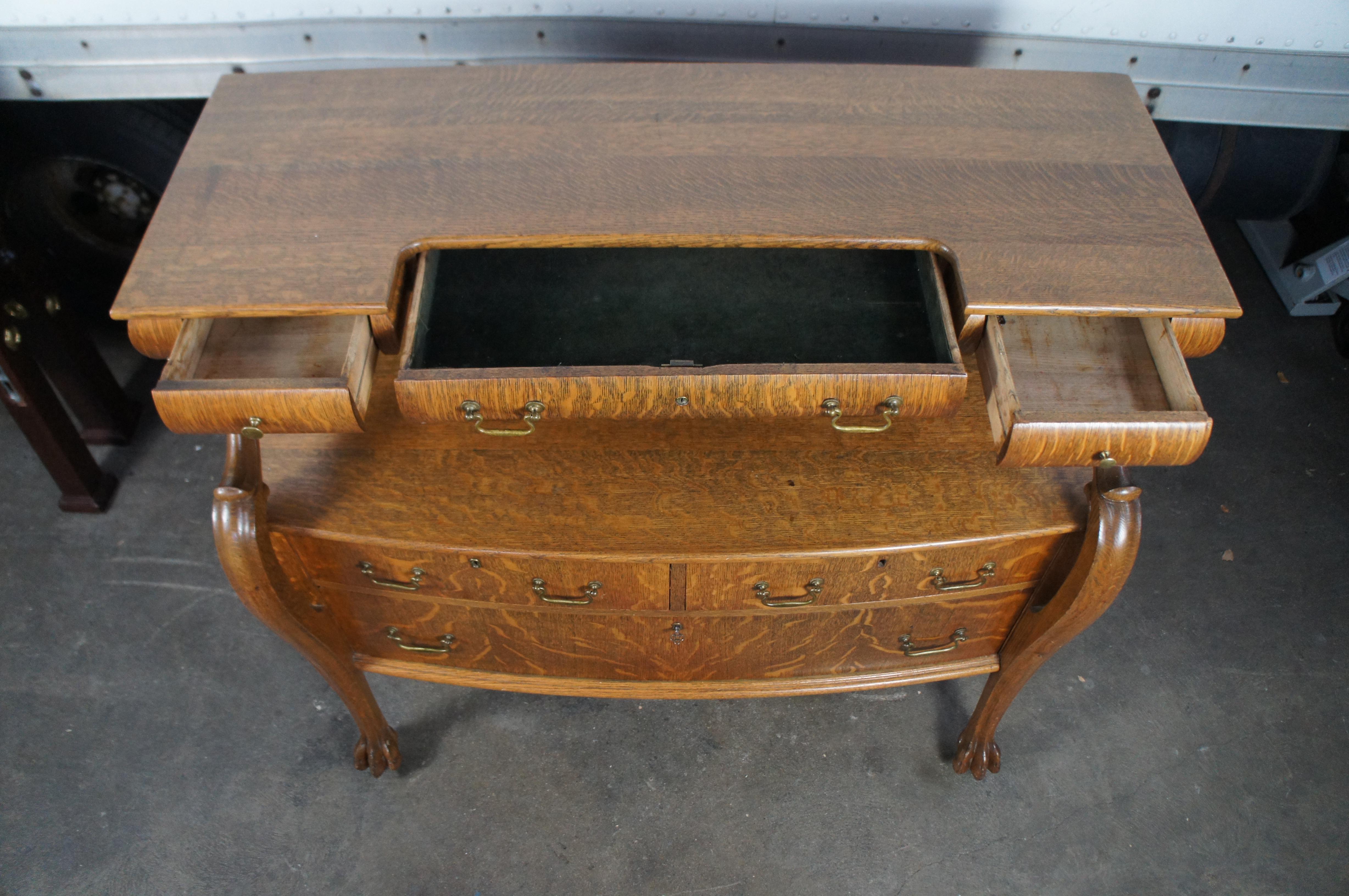 XX secolo Antico Buffet Server Figurato in Oak Oak, stile Impero Vittoriano, credenza 48