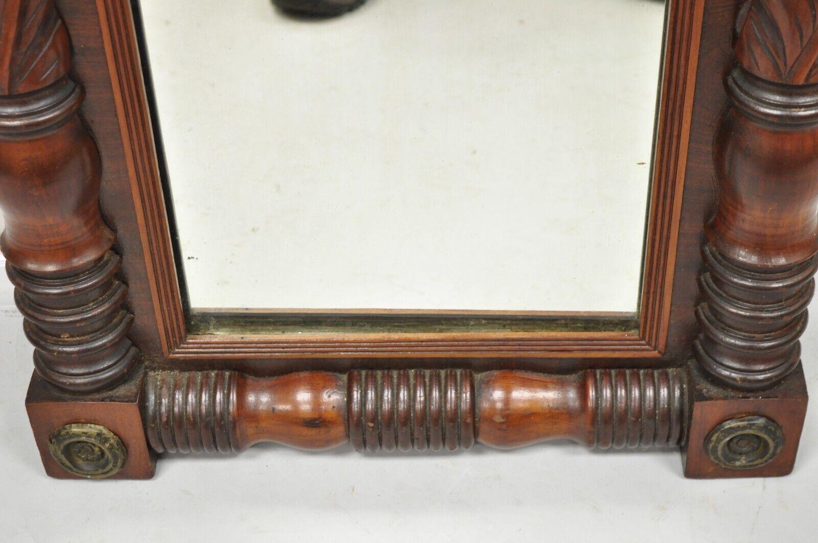 Antique American Empire Walnut Leaf Carved Pier Wall Console Mirror For Sale 2
