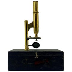 Used American "Ernst Gundlach" Field Microscope with Carrying Case circa 1900