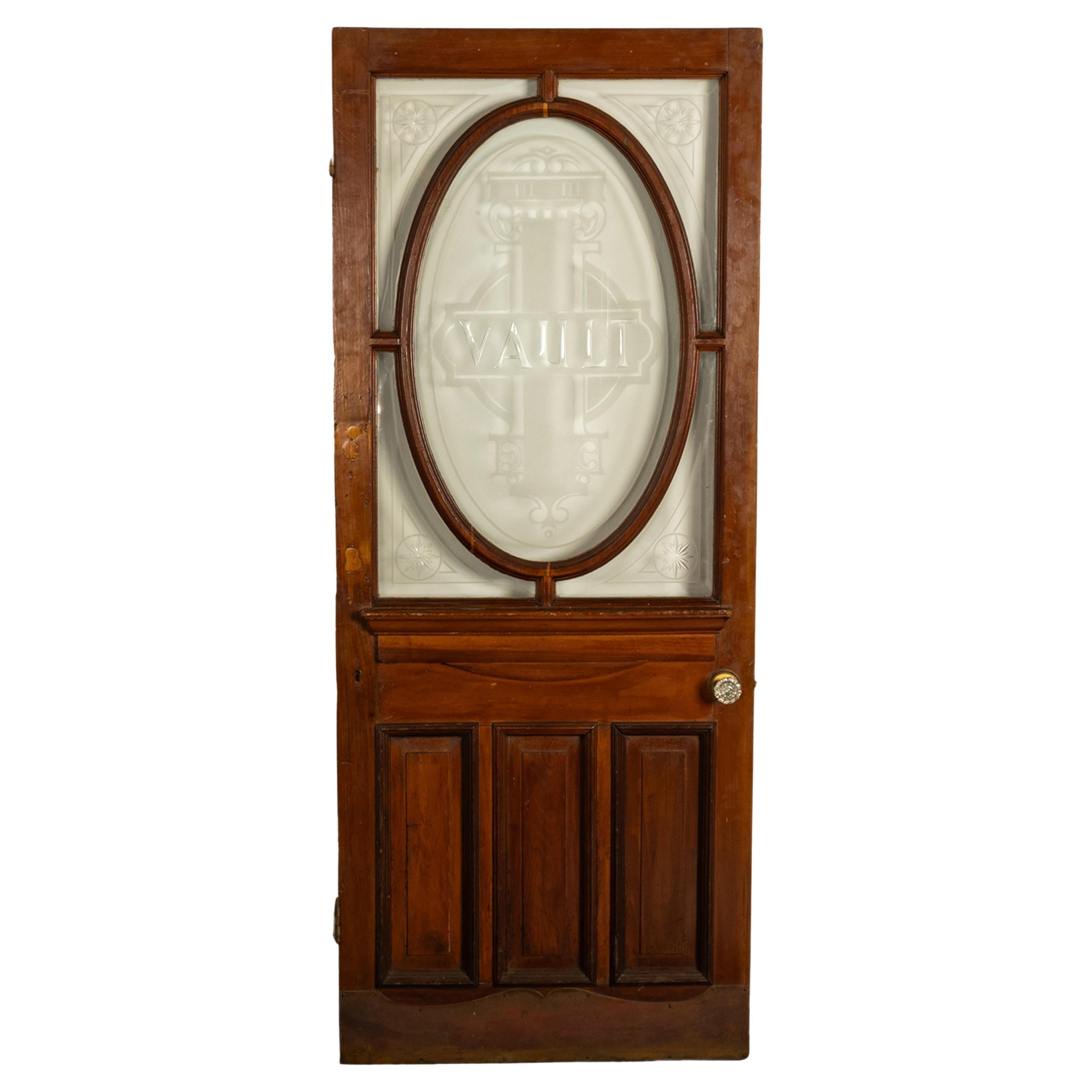 Eastlake Antique American Etched Glass Bank of California Vault Door San Francisco 1875