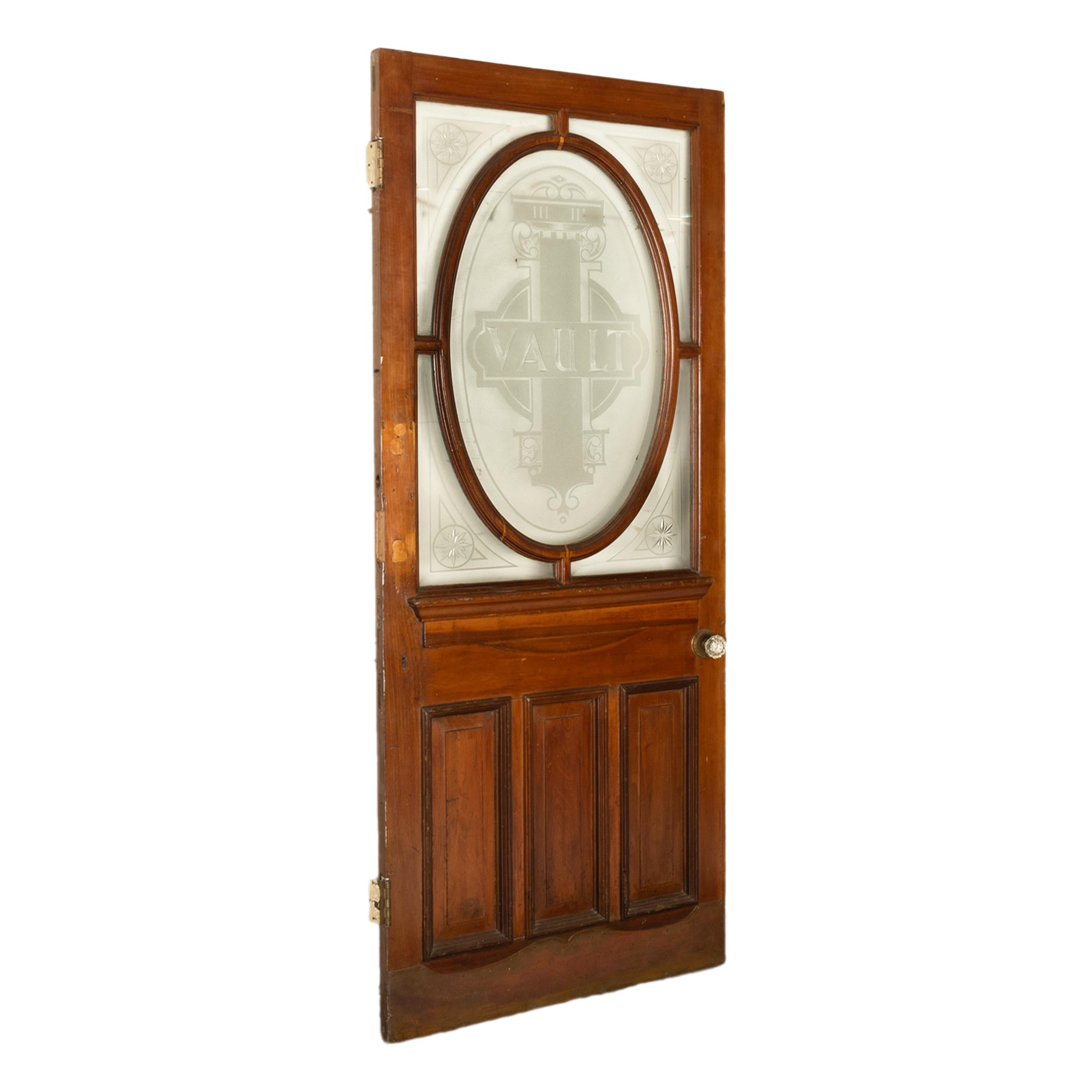 Antique American Etched Glass Bank of California Vault Door San Francisco 1875 In Good Condition In Portland, OR