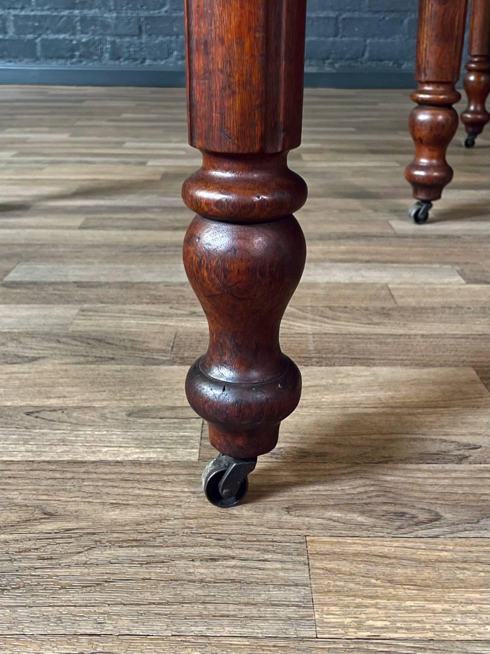 Antique American Farmhouse Maple Drop-Leaf Extension Dining Table w/ Turned Legs For Sale 3