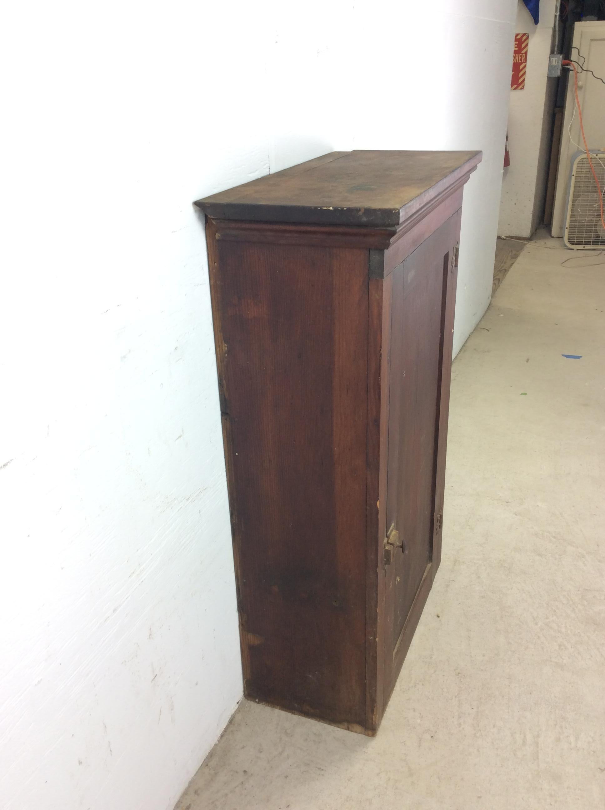 Antique American Farmhouse Wall Cabinet with Brass Latch For Sale 8